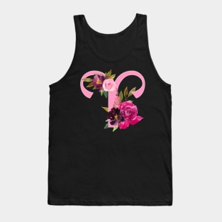 Aries Horoscope Zodiac Pink Flower Design Tank Top